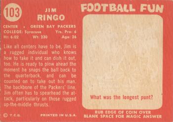 1958 Topps #103 Jim Ringo Back