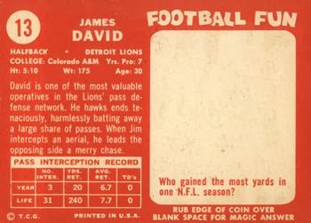 1958 Topps #13 Jim David Back
