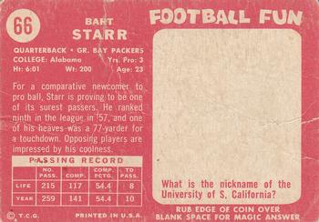 1958 Topps #66 Bart Starr Back