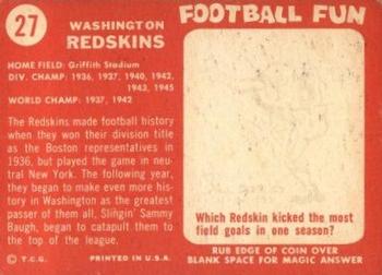 1958 Topps #27 Washington Redskins Back