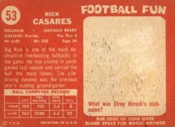 1958 Topps #53 Rick Casares Back