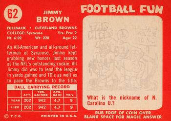 1958 Topps #62 Jimmy Brown Back