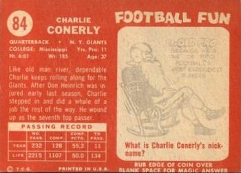 1958 Topps #84 Charley Conerly Back