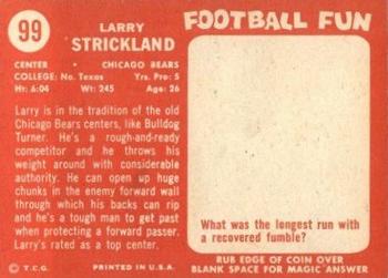 1958 Topps #99 Larry Strickland Back