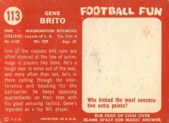 1958 Topps #113 Gene Brito Back