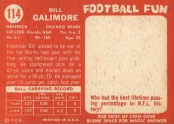 1958 Topps #114 Willie Galimore Back