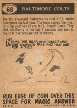1959 Topps #68 Colts Pennant Back