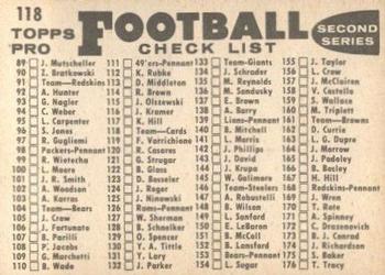 1959 Topps #118 Chicago Cardinals Back