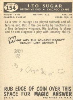 1959 Topps #154 Leo Sugar Back