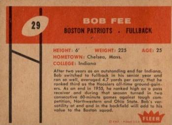 1960 Fleer #29 Bob Fee Back