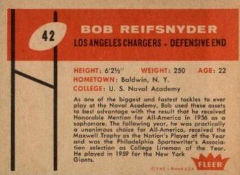 1960 Fleer #42 Bob Reifsnyder Back