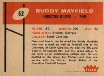 1960 Fleer #52 Buddy Mayfield Back