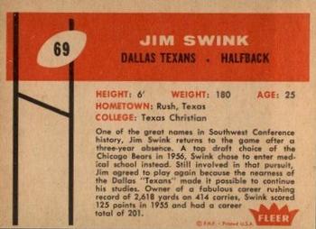 1960 Fleer #69 Jim Swink Back