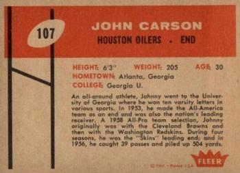 1960 Fleer #107 John Carson Back