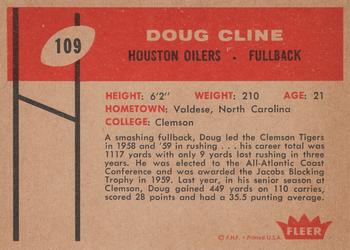 1960 Fleer #109 Doug Cline Back