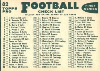 1960 Topps #82 New York Giants Back