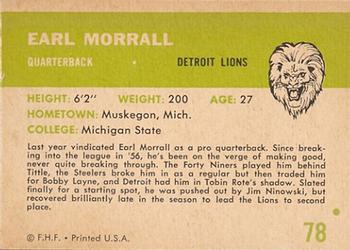 1961 Fleer #78 Earl Morrall Back