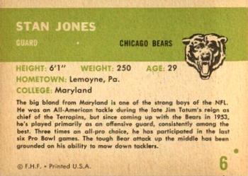 1961 Fleer #6 Stan Jones Back