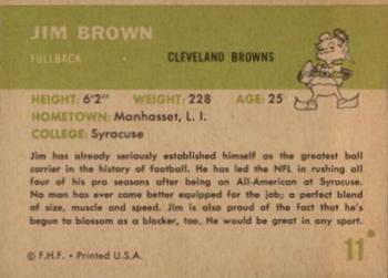 1961 Fleer #11 Jim Brown Back