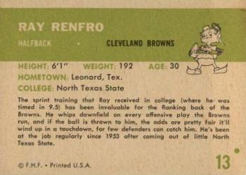 1961 Fleer #13 Ray Renfro Back