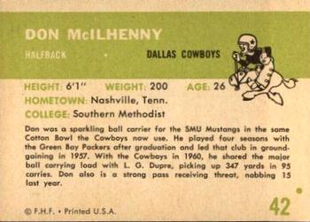 1961 Fleer #42 Don McIlhenny Back