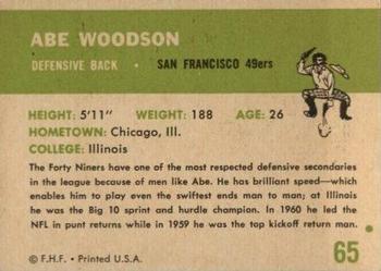 1961 Fleer #65 Abe Woodson Back
