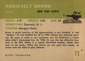 1961 Fleer #71 Roosevelt Brown Back