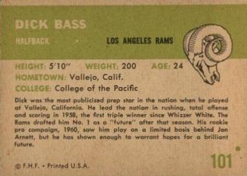 1961 Fleer #101 Dick Bass Back