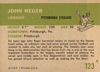 1961 Fleer #123 John Reger Back