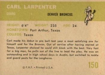 1961 Fleer #150 Carl Larpenter Back