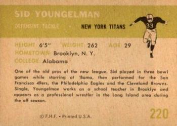 1961 Fleer #220 Sid Youngelman Back