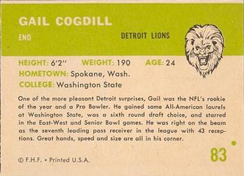 1961 Fleer #83 Gail Cogdill Back