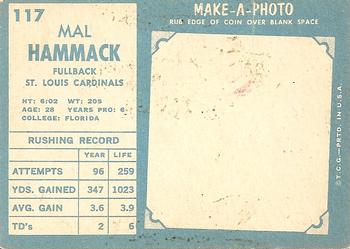 1961 Topps #117 Mal Hammack Back