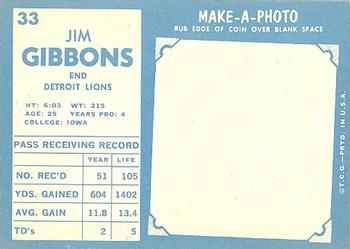 1961 Topps #33 Jim Gibbons Back