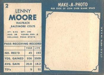 1961 Topps #2 Lenny Moore Back