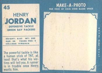 1961 Topps #45 Henry Jordan Back