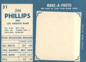1961 Topps #51 Jim Phillips Back