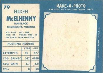 1961 Topps #79 Hugh McElhenny Back