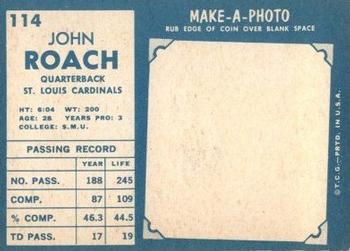 1961 Topps #114 John Roach Back