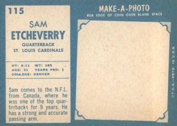 1961 Topps #115 Sam Etcheverry Back