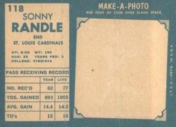 1961 Topps #118 Sonny Randle Back