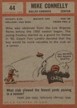 1962 Topps #44 Mike Connelly Back