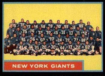 1962 Topps #114 New York Giants Front