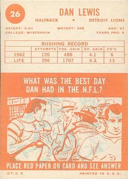 1963 Topps #26 Dan Lewis Back