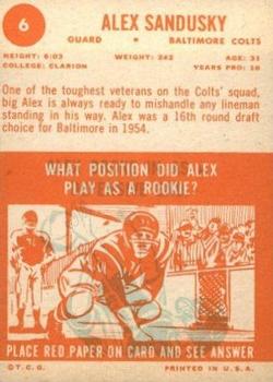 1963 Topps #6 Alex Sandusky Back