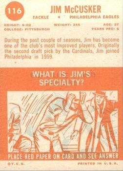 1963 Topps #116 Jim McCusker Back