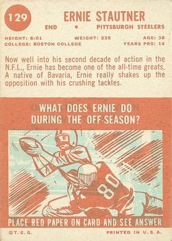 1963 Topps #129 Ernie Stautner Back