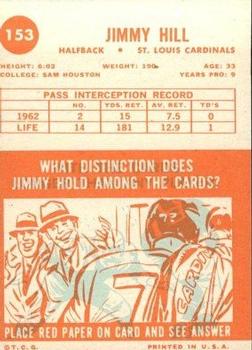 1963 Topps #153 Jimmy Hill Back