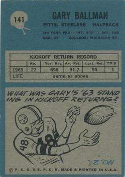 1964 Philadelphia #141 Gary Ballman Back