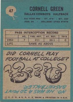 1964 Philadelphia #47 Cornell Green Back